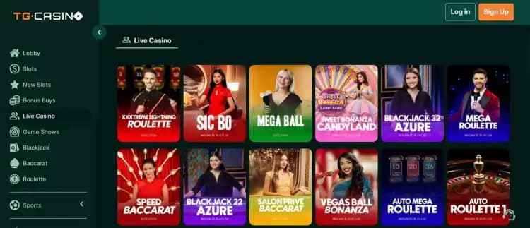 Solana casino TG.Casino live casino games