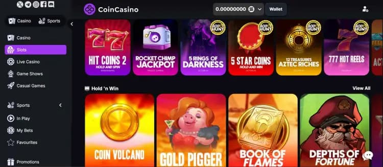 CoinCasino Solana Casino games