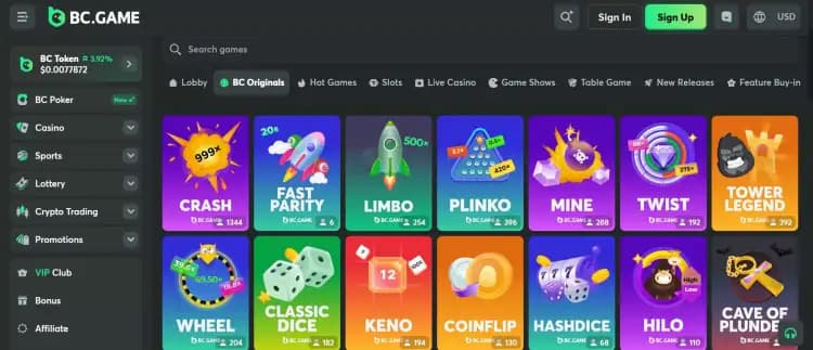 vpn friendly crypto casinos BC.Game Original games