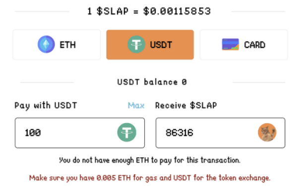 How to buy Catslap - choose payment method and number of tokens to buy