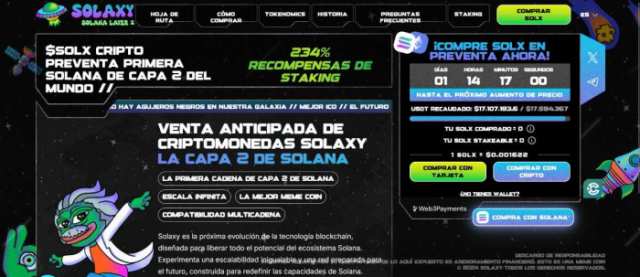 Solaxy ofrece recompensas de staking del 234%.