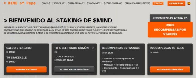 $MIND ofrece recompensas por staking del 380%.