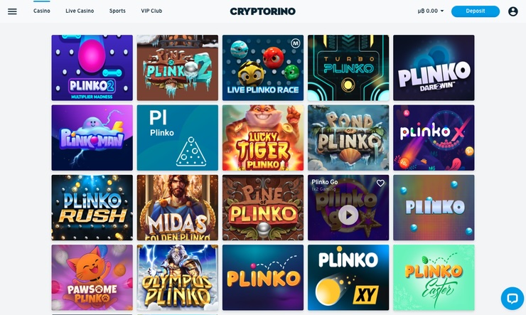 A snapshot of Cryptorinos crypto plinko interface