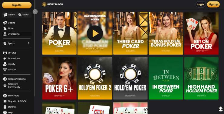 A look at the live poker games at Lucky Block